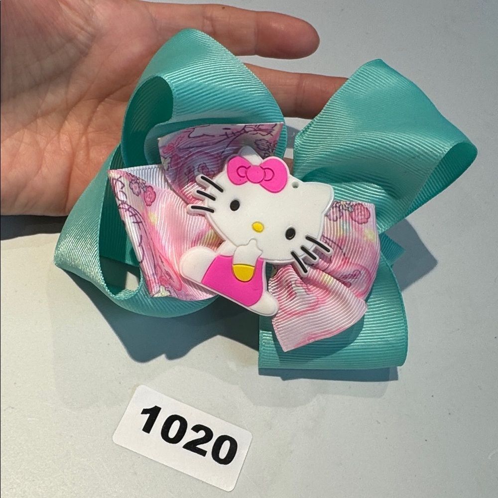 1020 Mint Green Color Hello Kitty Hair Bow‎ Alligator Clip